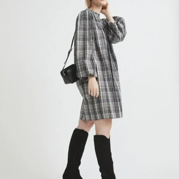 Witchery Shirred Check Waist Dress Size 8 & 12 RRP $159.95 BNWT long sleeve - Picture 4 of 6